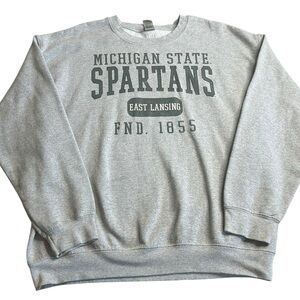 Michigan State Spartans‎ Crewneck Sweatshirt Gray Gildan Heavy Blend Size Large